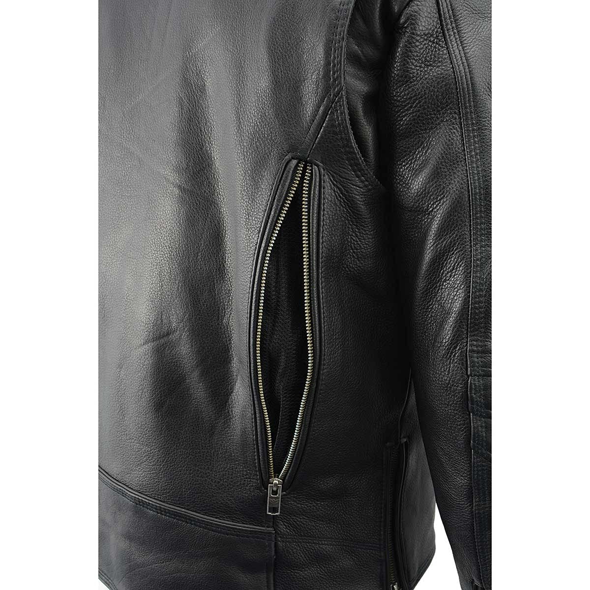Milwaukee Leather MLM1515 Mens Classic Beltless Black Leather Triple Stitched Motorcycle Biker Rider Jacket — view 8