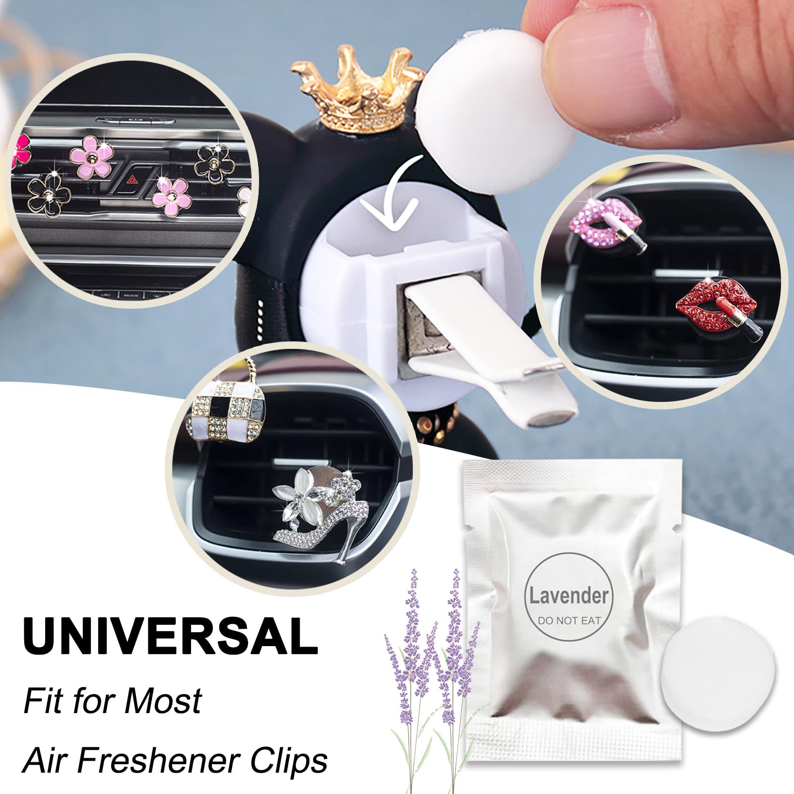24 Pack Cinnamon & Jasmine Car Air Freshener Refills, Car Air Vent Clip Freshener Replacement Pads, Solid Fragrance Scent Refill Tablets: Lavender