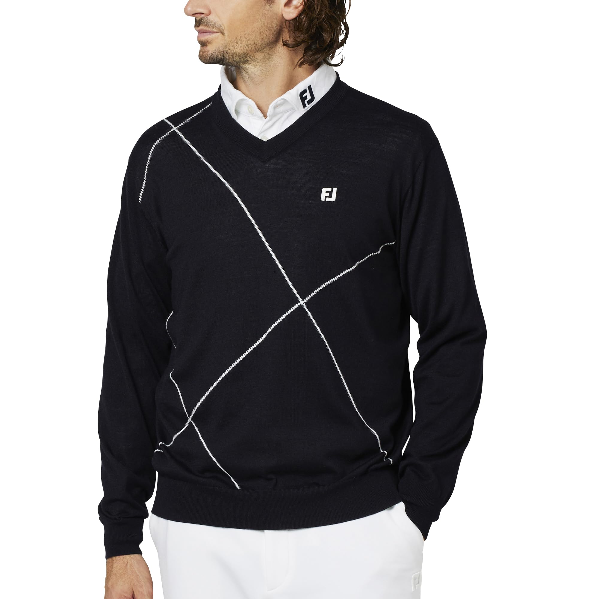 ◎極美品 FOOTJOY ゴルフ ニット ジップアップ レザー使い ロゴ刺繍L ◎極美品 FOOTJOY ゴルフ ニット ジップアップ レザー使い ロゴ刺繍L