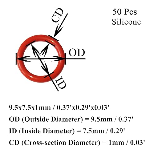 Miniatura 10 de Ofowin 50 piezas Juntas tóricas de silicona rojas de 0.256 in de diámetro exterior de 0.177 in de diámetro interior, 0.039 in de ancho, junta