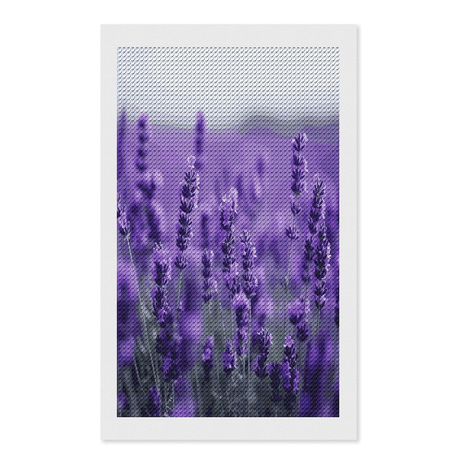 FekiLoot Purple Lavender Diamond Painting Kits for Beginners DIY Diamond Art Kits for Adults Full Drill Round Diamond Dot Gem Art Painting Fun DIY Crafts for Home Kitchen Wall Decor Gift 12"x20"