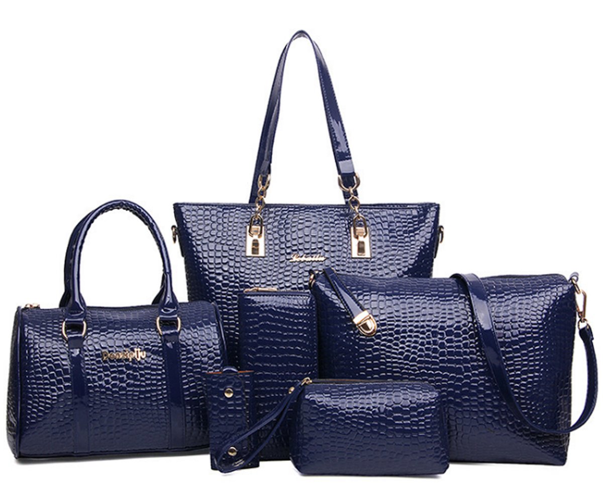 Damski 6-częściowy zestaw z torebką crossbody i portfelami ze skóry PU, torba na ramię, torba na zakupy, torba na ramię, portfel, kopertówki