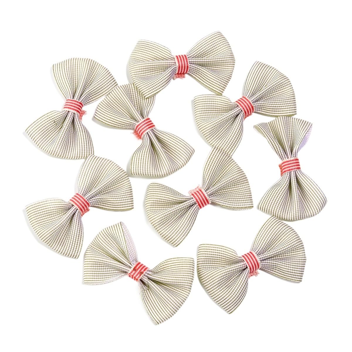 LATEAU Ribbon Bows 200Pcs Satin Ribbon Bow Bowknot for DIY Headwear Sewing Craft Bow Home Wedding Party Decor(Khaki)