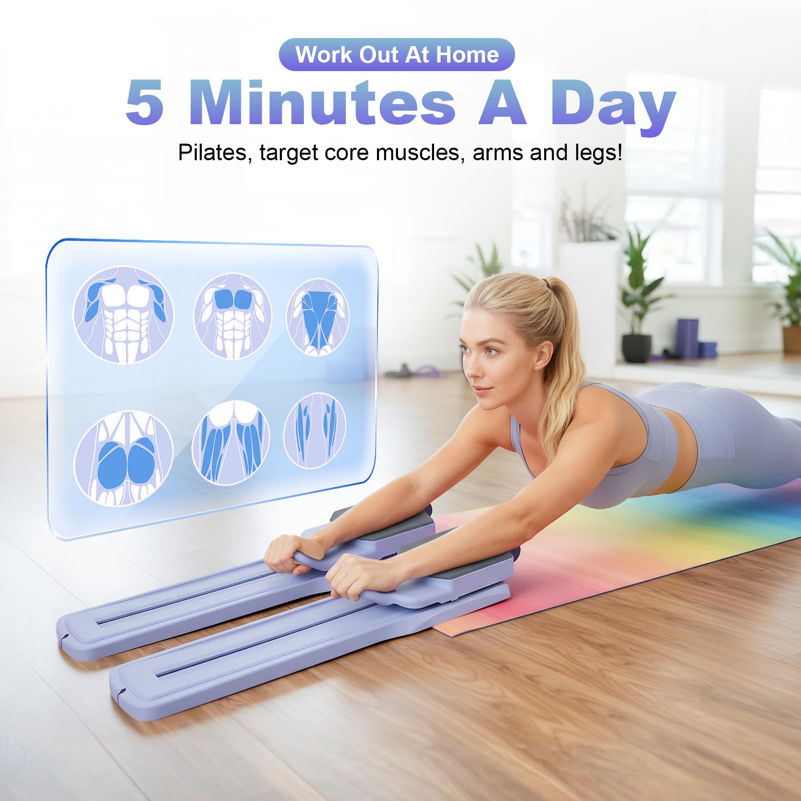 Pilates Board 2025 aggiornamento design diviso con display LCD, dispositivo fitness per 2 persone, riformatore pilates pieghevole 6 in 1 per casa, allenamento addominale con timer per tutto