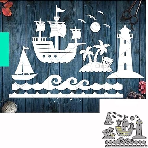 Troqueles de metal para barco oceánico, plantillas de jaulas para embarcaciones, tarjetas de manualidades, troqueles de corte para manualidades,