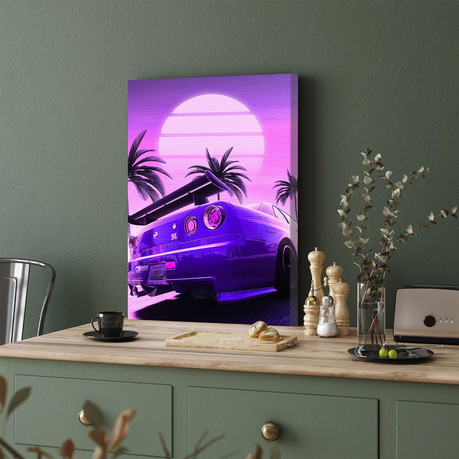 GADGETS WRAP Canvas Gallery Wrap Framed for Home Office Studio Living Room Decoration (11x17inch) - Skyline Gtr R34 2