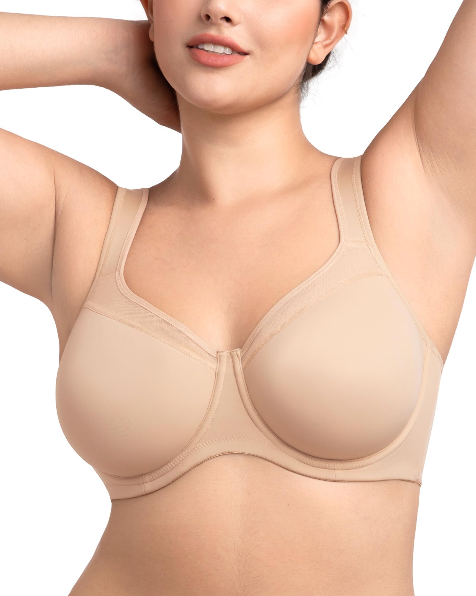 Bras for Women Minimizer Full Coverage Plus Size Tshirt Convertible Bra Unlined Underwire Seamless Cups with Mesh
