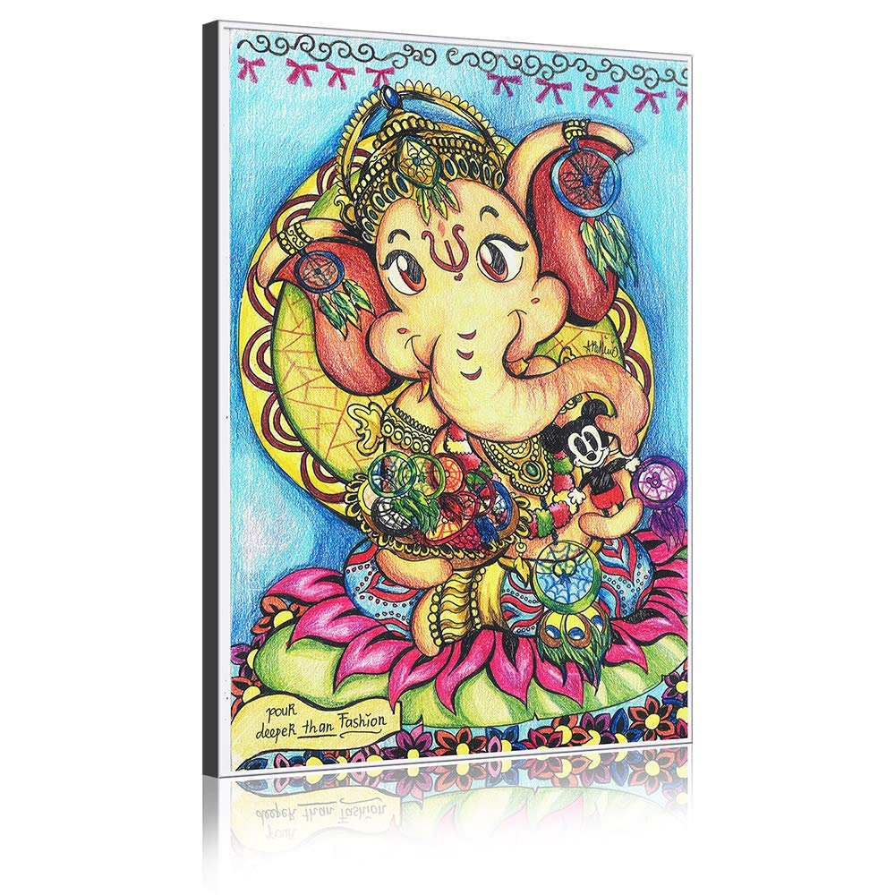 Ganesh Indien toile pour habiller un grand mur vide tableau graffiti abstrait sans cadre