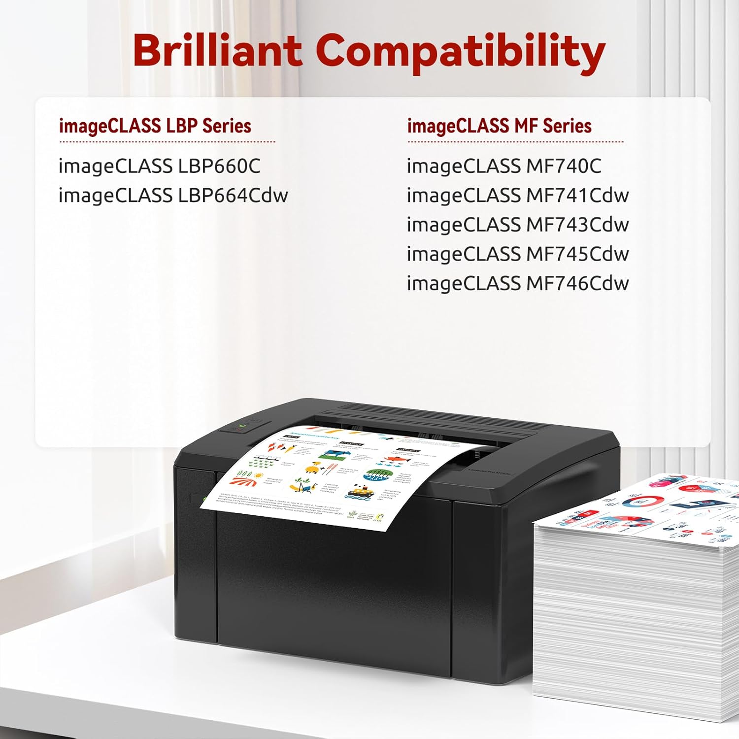 Compatible Toner Cartridge Replacement for Canon 055 055H High Capacity Toner Cartridge for Canon Color ImageCLASS MF743Cdw MF741Cdw MF746Cdw MF743 Printer (Black Cyan Magenta Yellow, 4-Pack)