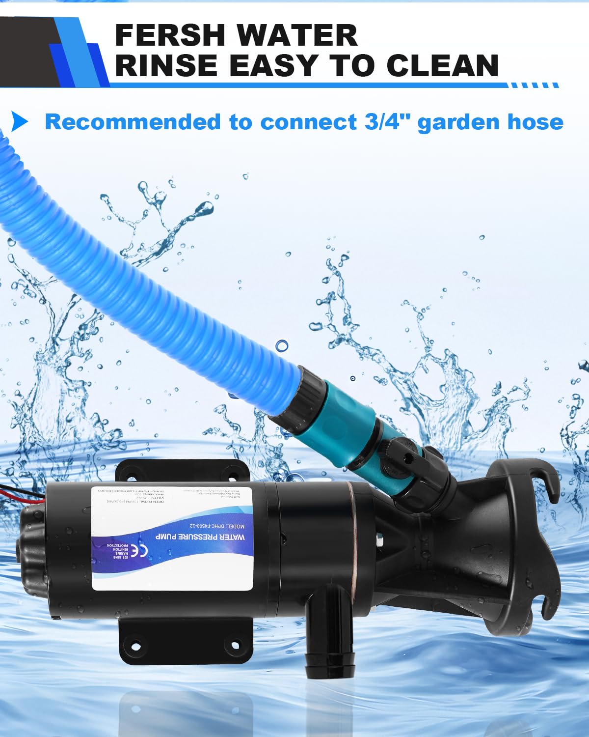 YUCHENGTECH Pompa Maceratore Camper 12V DC 12GPM Pompe per Acque Reflue Autoadescanti Aspirazione 3,2 piedi Sollevamento 10 piedi Pompa Portatile per Acque Reflue per Camper Roulotte Barche