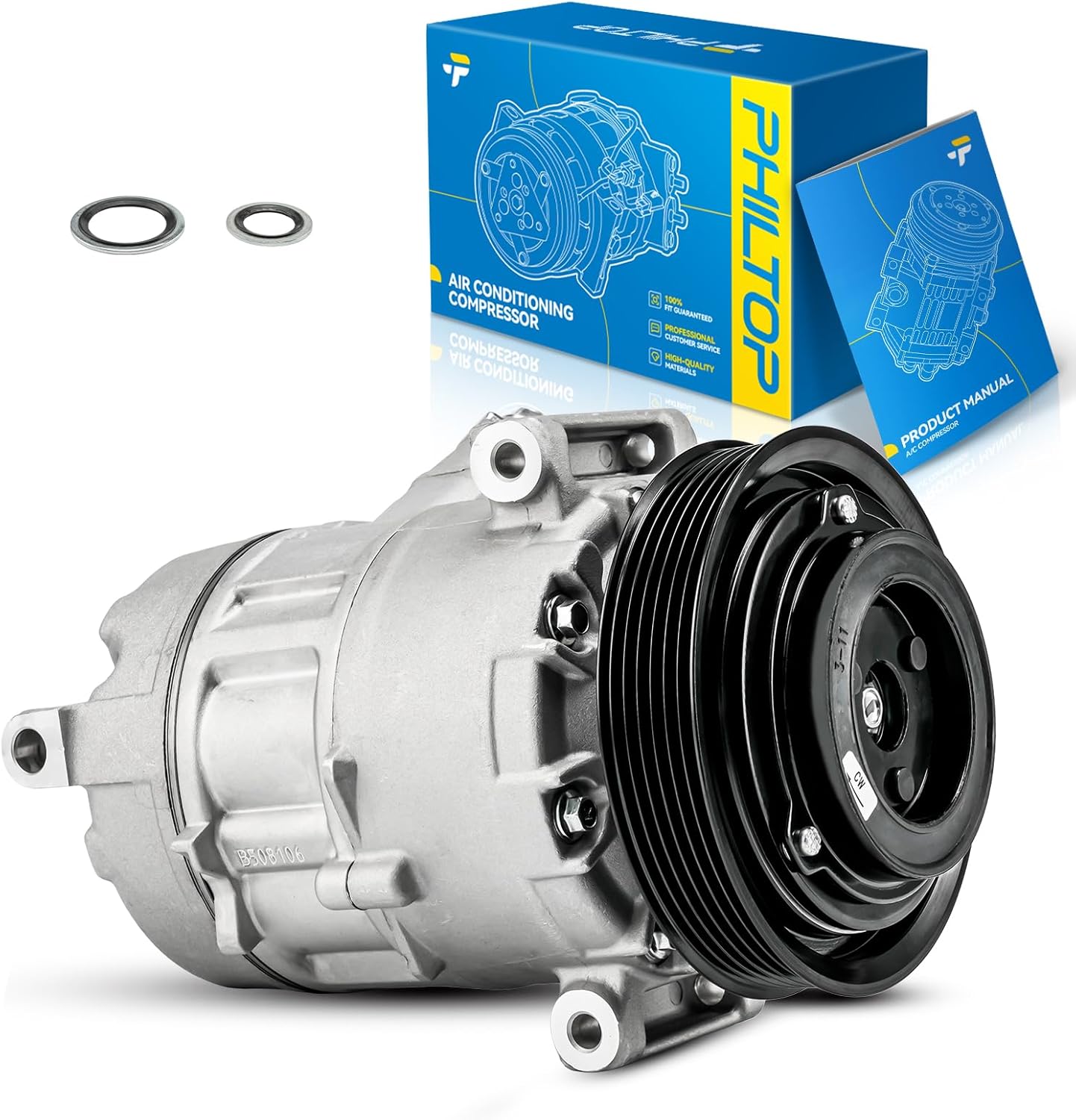 PHILTOP AC Compressor Compatible with Buick Lucerne 2006 2007 2008 3.8L, Air Conditioning Compressor for Car