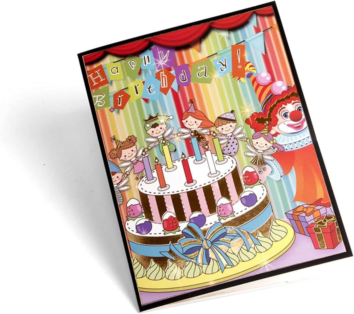 グリーティングカード グリーティングカード3Dレーザーカットカラフルなカバーケーキの形の紙のグリーティングカードはがきお誕生日おめで
