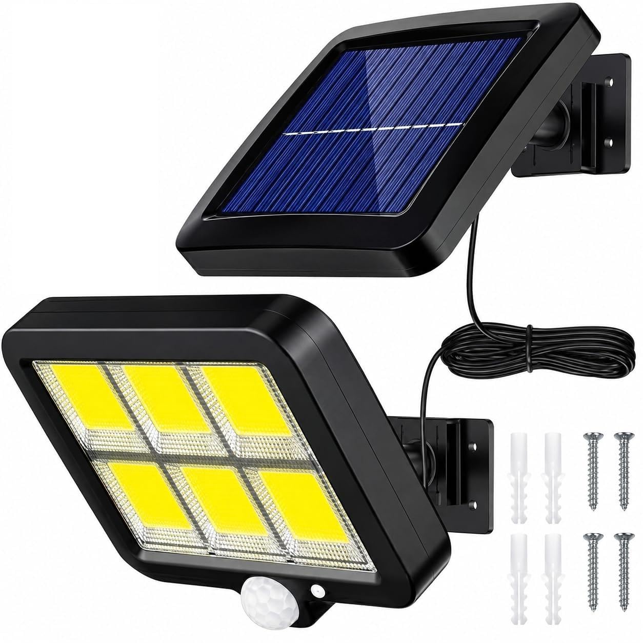 Solar Outdoor Lights with Separate Solar Panel, Remote Control & Motion Sensor, Ultra Bright Head Flood Lights, Waterproof Security Wall Light (Split Solar LAMP (Yellow LED)-image-38