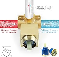 Vista 4 de SKOWLL Kit de Válvula de Ducha Oro Cepillado Kit de Ajuste de Válvula de Mango de Ducha, Montaje en Pared Función Única Kit de Válvula de Control