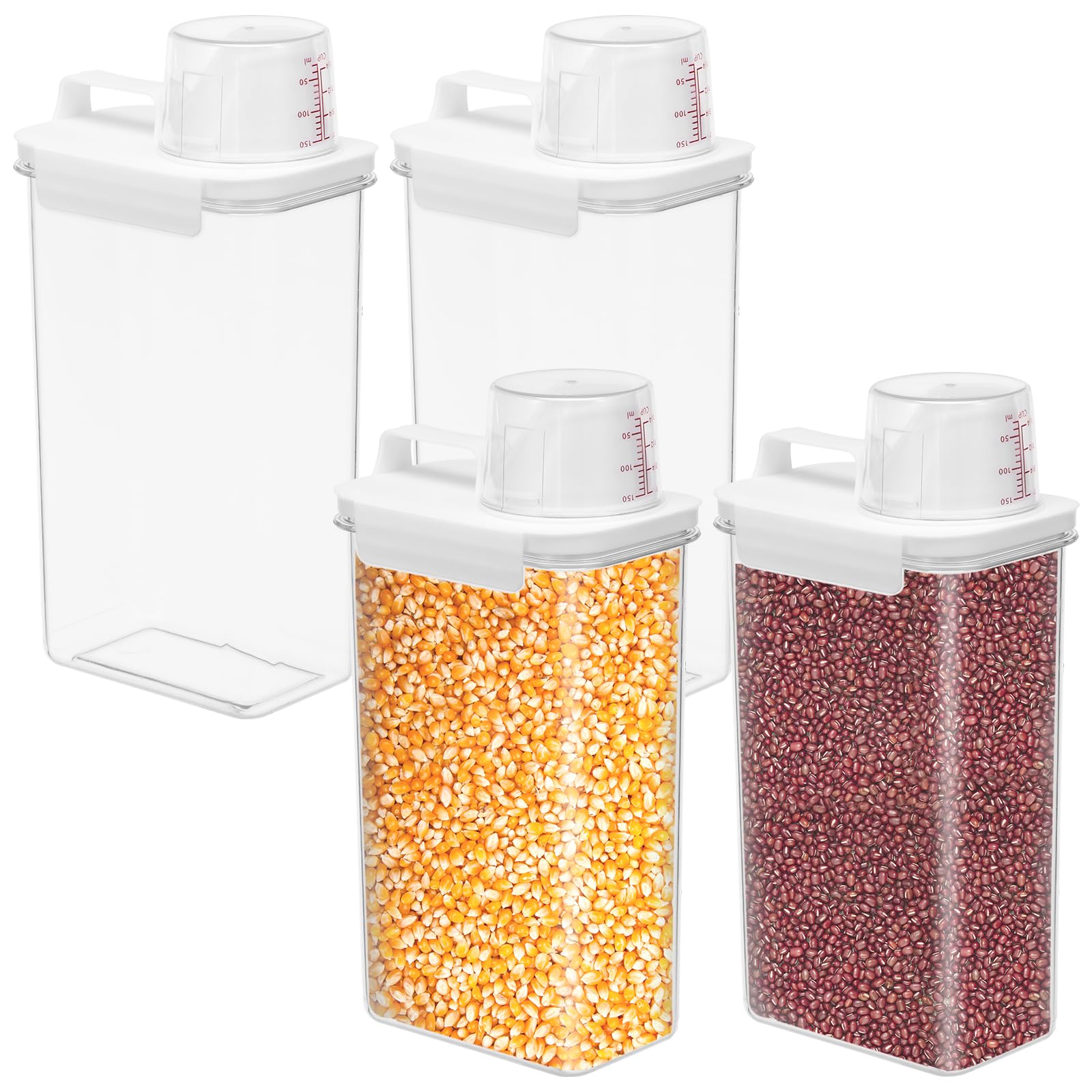 Zhjiutak Transparent 4Pcs Cereal Storage Containers,Plastic Food Kitchen Storage Containers,Food Grade And Bpa Free,Practical Cereal Dispenser,Pantry Organization Ideal For Cornflakes Flour