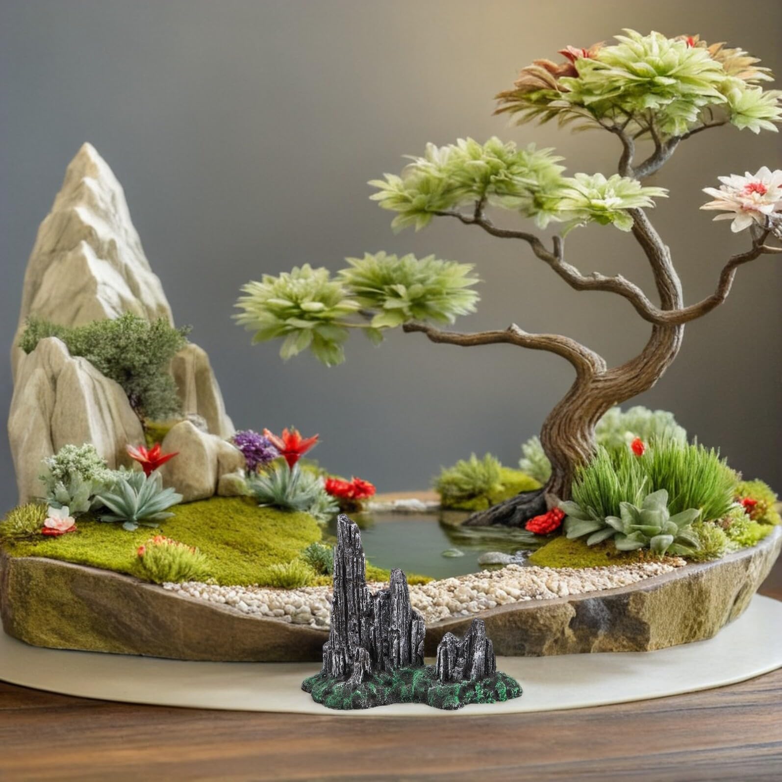 Toyvian Aquarium Dekorationsstein aus Zement Realistische Felslandschaft für Fisch und Garnelenaquarien