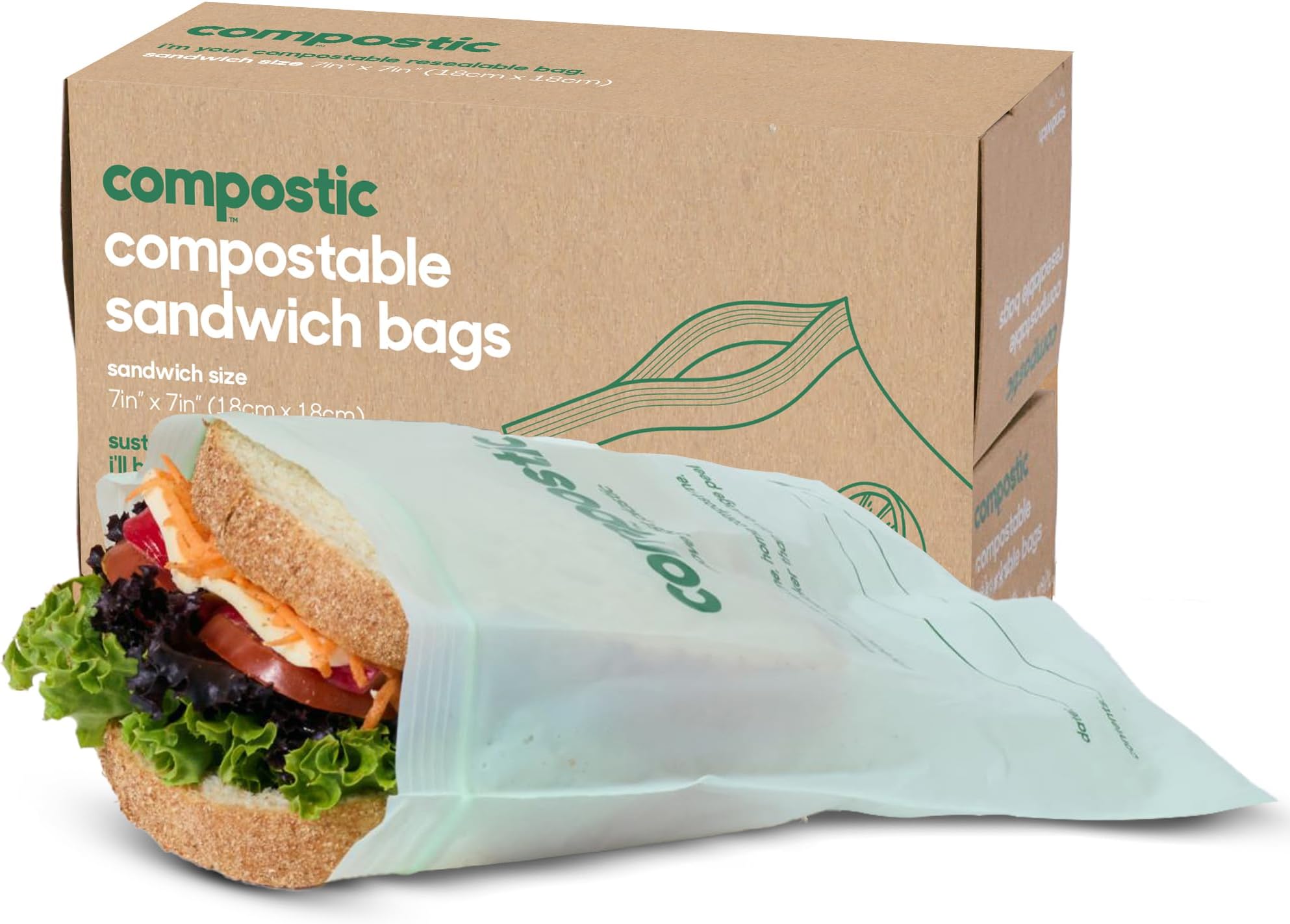 - Home Compostable Resealable Sandwich Bags, Microwave & Freezer Safe, Organic Food Storage Container, 90 Count + 10 Bonus Bags