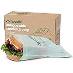 Compostic Home Compostable Resealable Sandwich Bags (7x7), Microwave & Freezer Safe, Organic Food Storage Container, 100 Count
