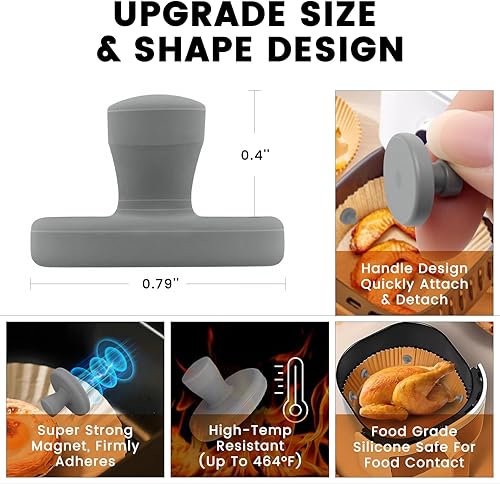 Miniatura 4 de Imanes para Freidora de Aire para Papel Pergamino, Bloquea de Forma Segura el Forro de Papel Desechable, Previene Quemaduras y Cubre Alimentos,