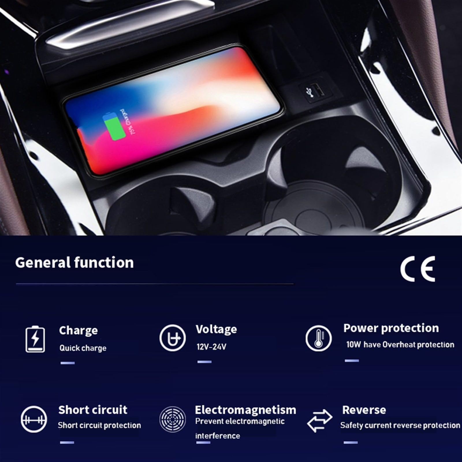 For, Q5 2017 2018 2019 Accesorios for automóvil Cargador inalámbrico QI for teléfono móvil