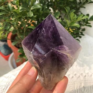 Crystal Healing Meditation Decoration Natural Amethyst Quartz Raw Crystal Point Specimen Scepter Super Power Spirit Healing Gemstone Energy Home Decor Beautiful Gifts Size 300-400g