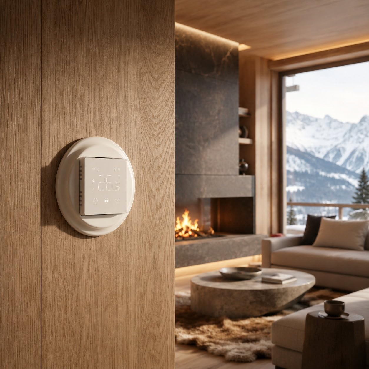 Unterputz Porzellan Retro Digitaler Raumthermostat mit externem Bodensensor, Serie PR1 weiß