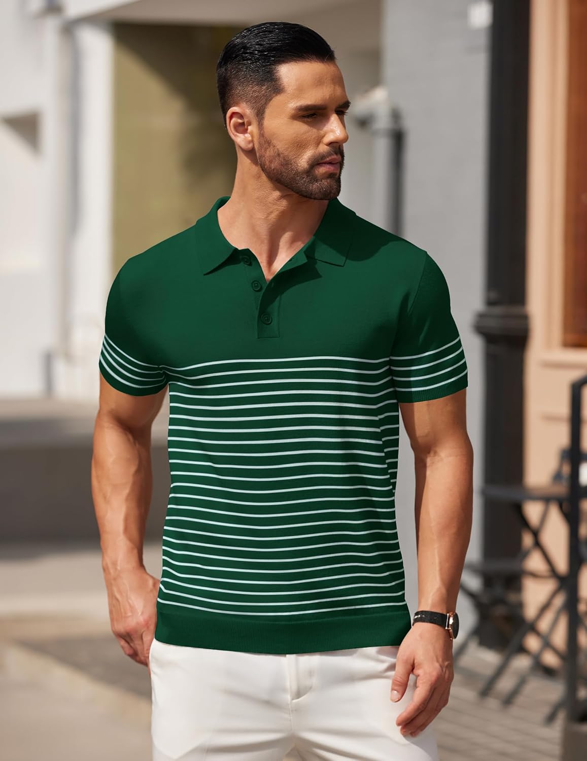 COOFANDY Camisa polo masculina de malha de manga curta, listrada, moderna, casual, para golfe em promoção! Veja a oferta e mais achadinhos de Camisetas 2 Hoje é o melhor dia para comprar COOFANDY Camisa polo masculina de malha de manga curta, listrada, moderna, casual, para golfe com aquele preço maroto! Promoção! Aproveite a oferta! 2