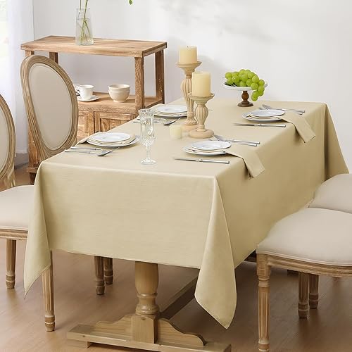 Miniatura 6 de Softalker Mantel rectangular de jacquard, diseño de damasco con líneas geométricas, impermeables, resistentes a las manchas, lavables, de poliéster,