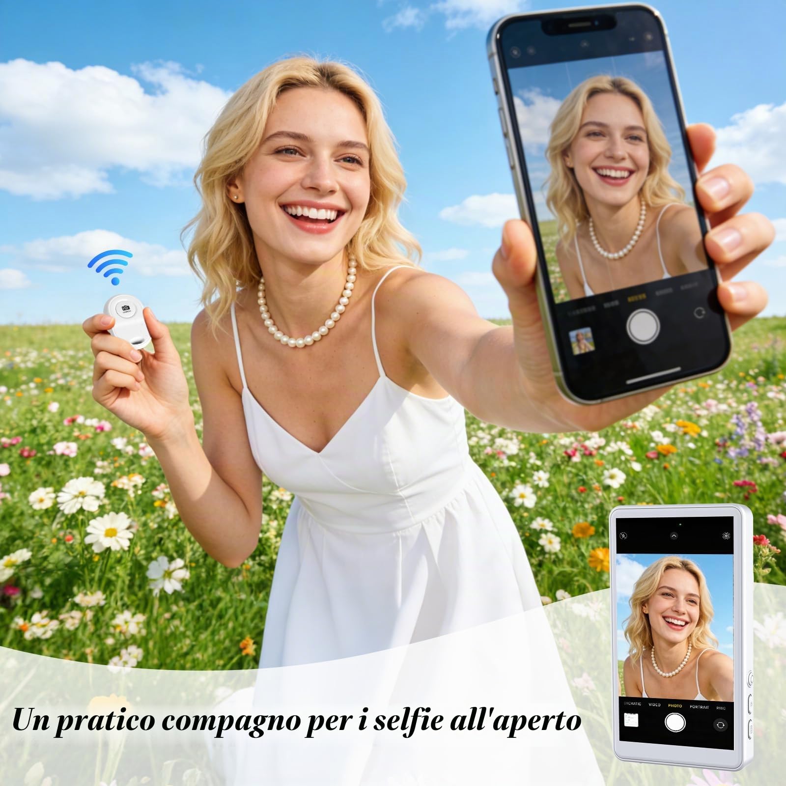 Schermo per Selfie Phone, Telecomando, Nero Magnetico Telefono Vlog Selfie Monitor Schermo, Vlog Selfie Monitor Schermo 4K con Gamma 20-30M, Batteria 4H, Altoparlante Integrato