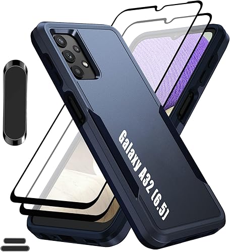 LMDAMZ Funda híbrida de doble capa para Galaxy A32 (5G) de 6.5 pulgadas de grado militar resistente a los golpes con 1 soporte magnético para