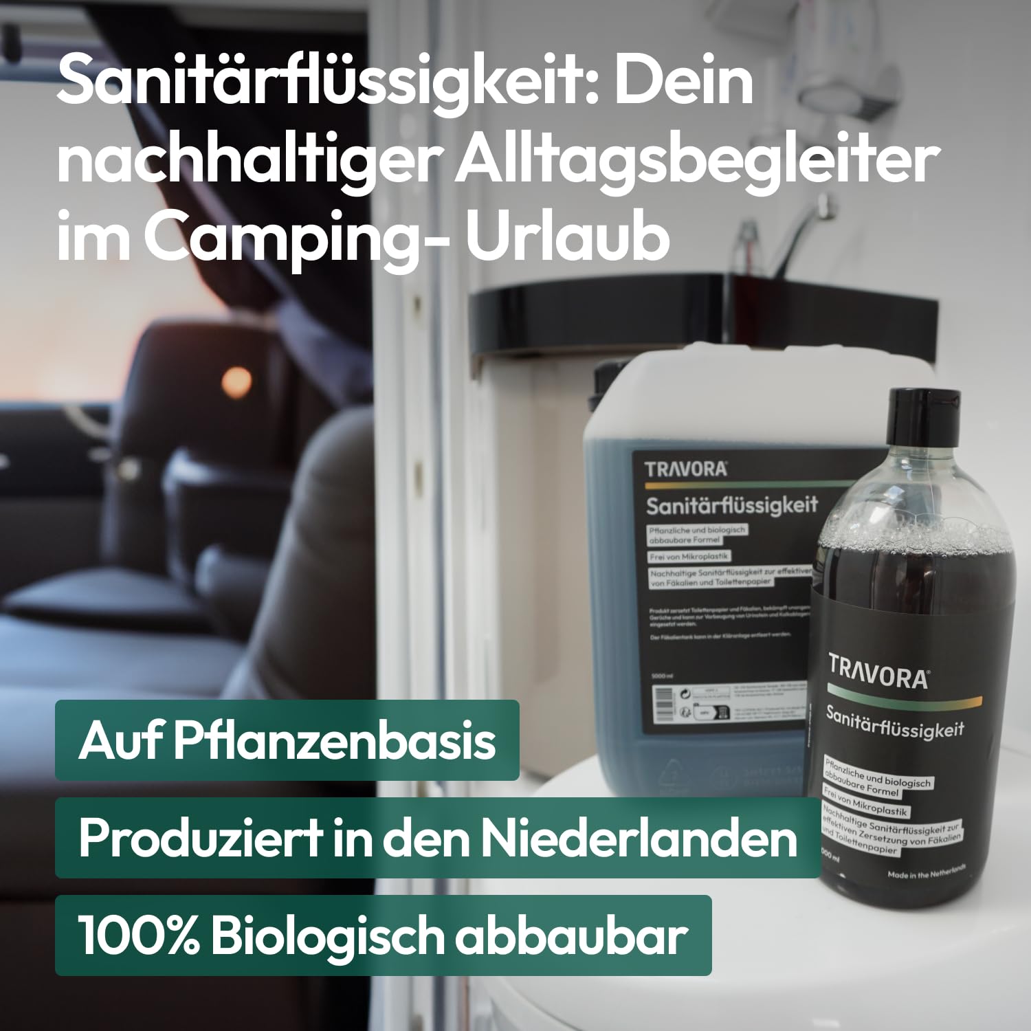 Sanitärflüssigkeit für Campingtoilette - biologisch abbaubarer Toilettenzusatz Wohnmobil 5L - Sanitärzusatz für effektive Zersetzung von Fäkalien und Bekämpfung unangenehmer Gerüche