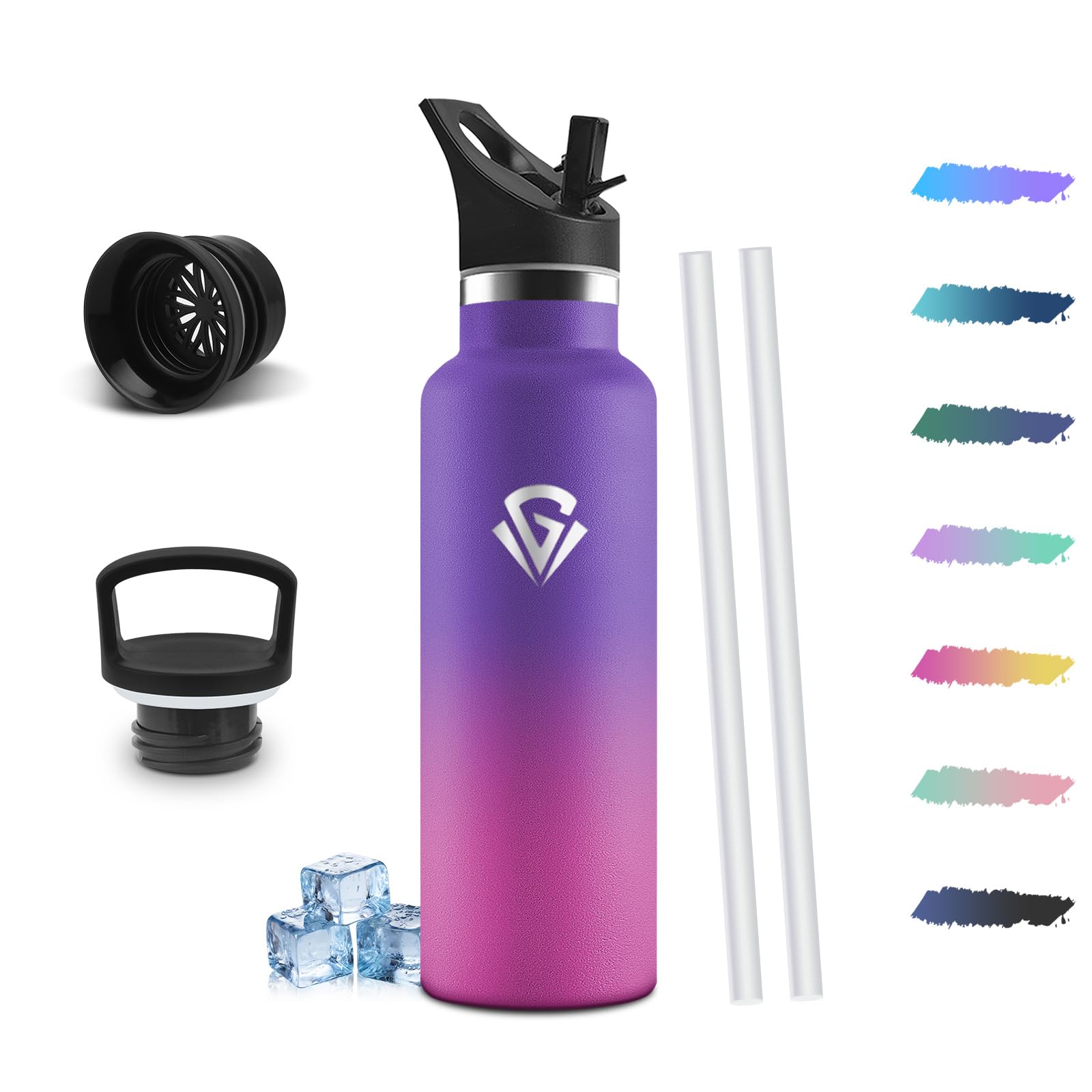 Mulbijeo Thermal Water Bottle with Straw, 500ml 18/8 Stainless Steel, Thermos, BPA-Free and Leakproof, Gym Bottles, Water Bottles, for School, Sports, Travel, Water Bottle