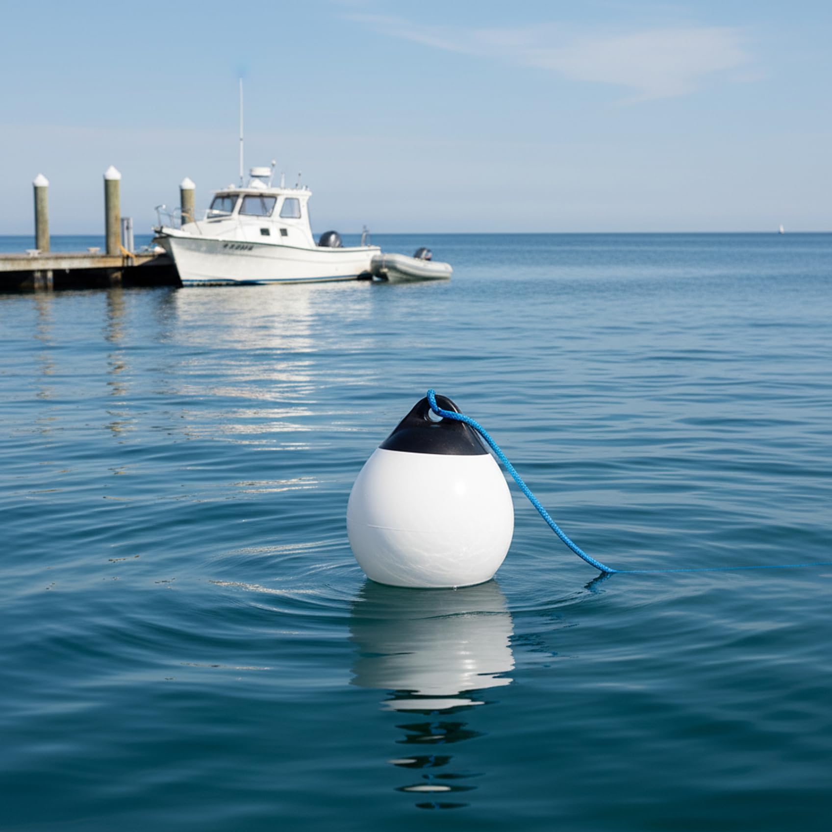 Bouée de Bateau, bouée d'amarrage de 8 kg pour Un amarrage sécurisé, Pare-Chocs gonflables en PVC Haute résistance (Blanc), Flotteur, bouées, Pare-Chocs