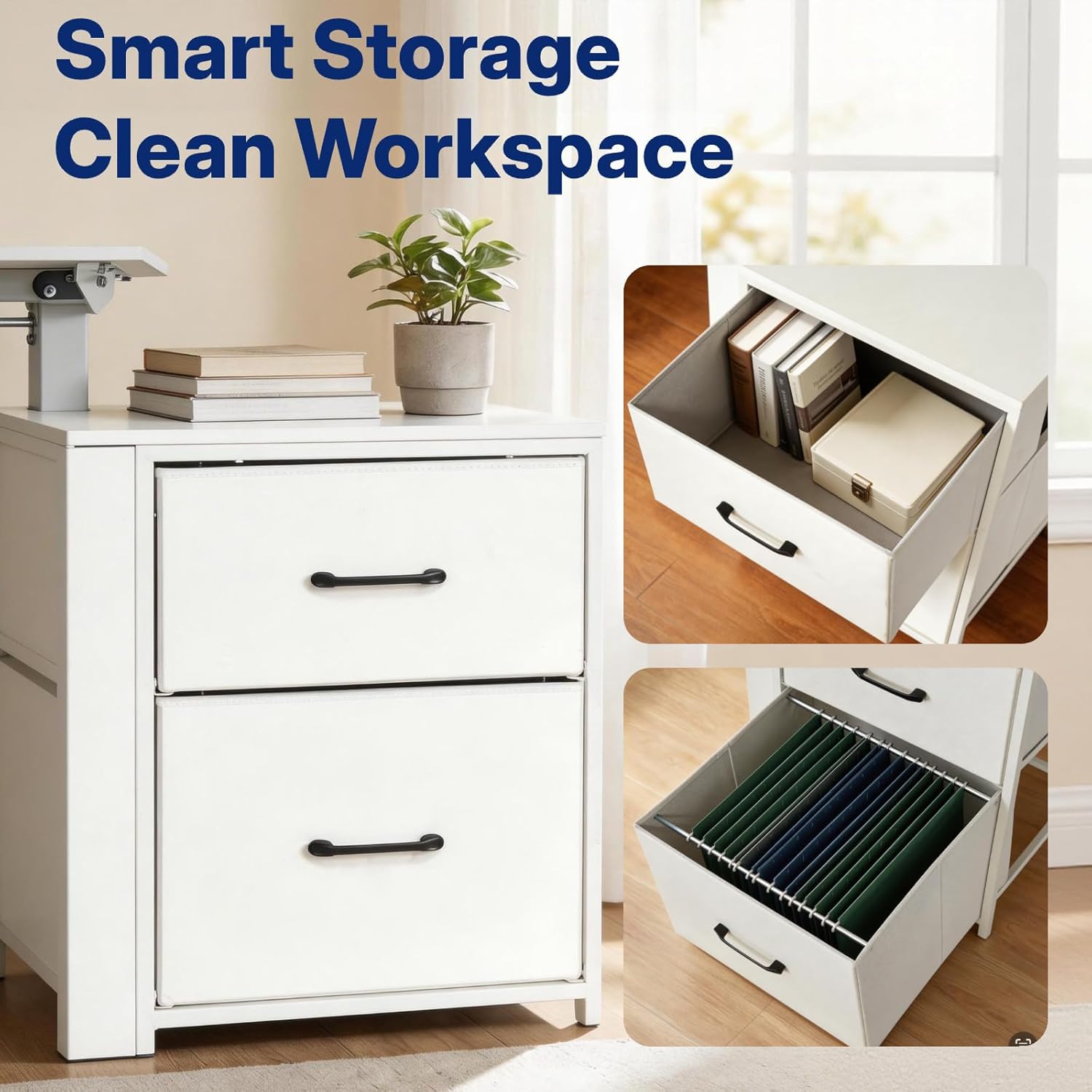 NORTHSKY Small Electric Standing Desk with Drawers, 32 x 18 Inches Sit Stand Desk with Storage, Height Adjustable Small Computer Desk, 3 Memory Preset, 1 Hook, Cable Management, White