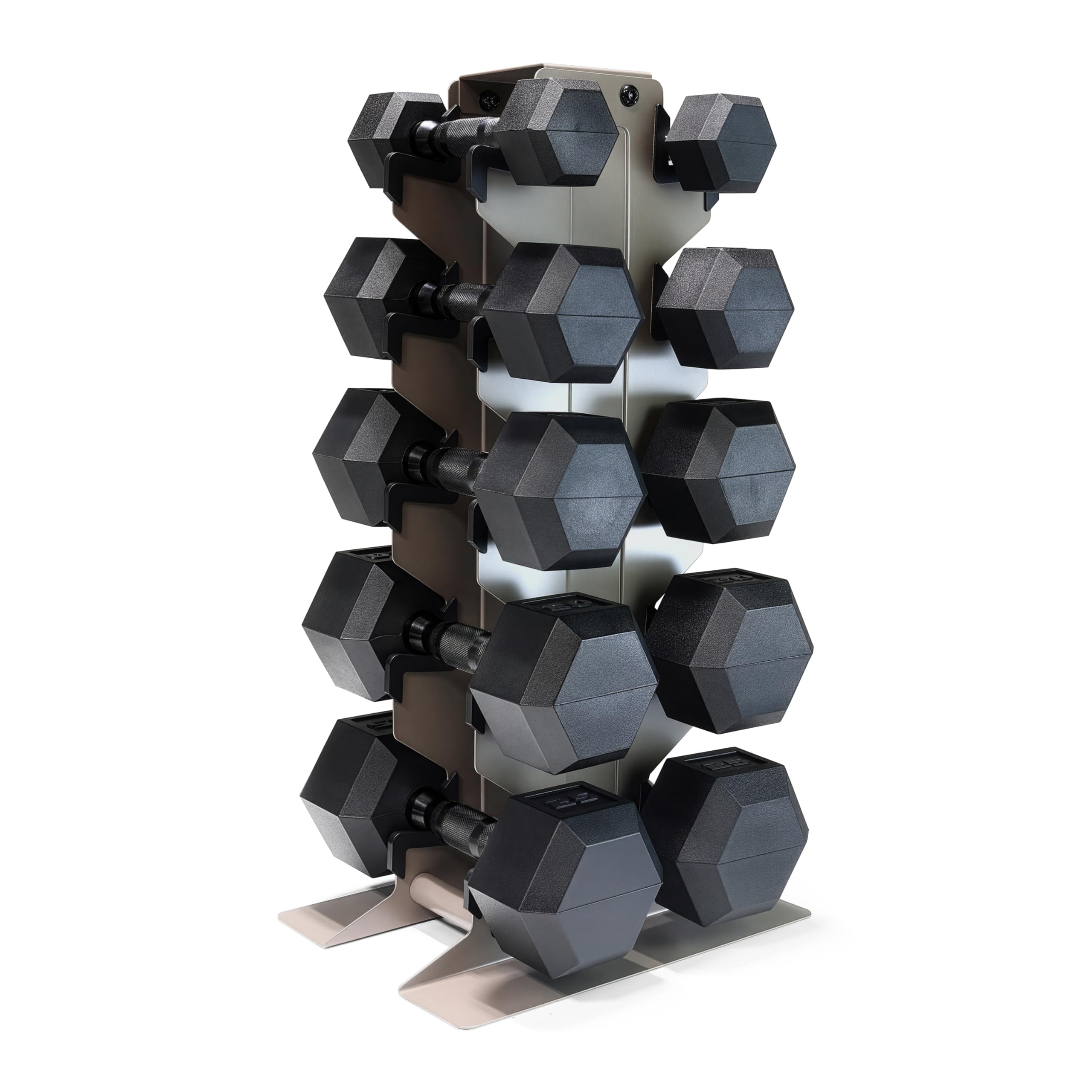 CAP Dumbbell Set with Rack, Rubber Coated Hex Free Weight Set | 100–300 lb Options, Vertical Space-Saving Storage for Home Gym Strength Training