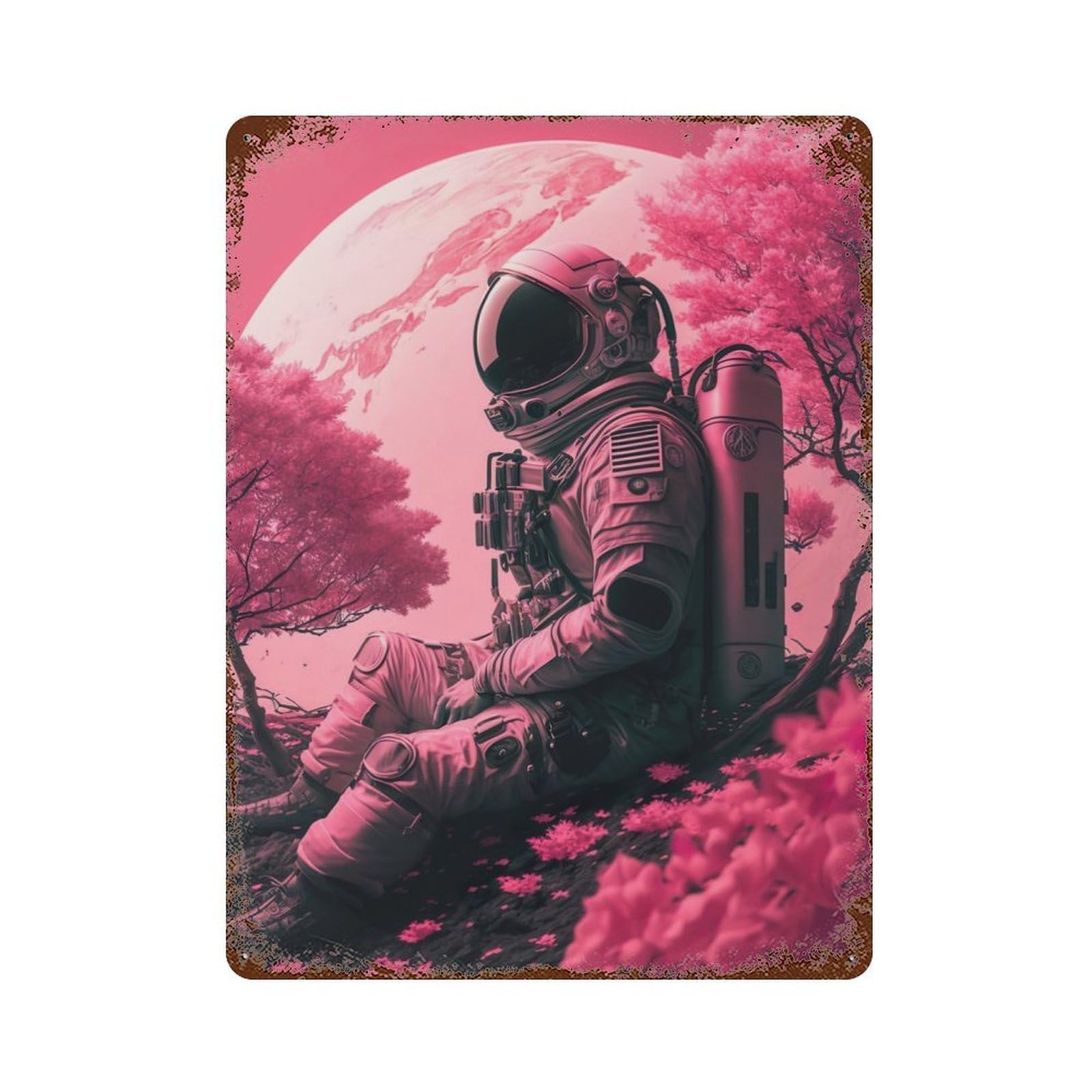 Celestial Explorer Weathered Tin Sign 15.7"x11.8", Novelty Wall Decor for Garage, Pub Or Kitchen
