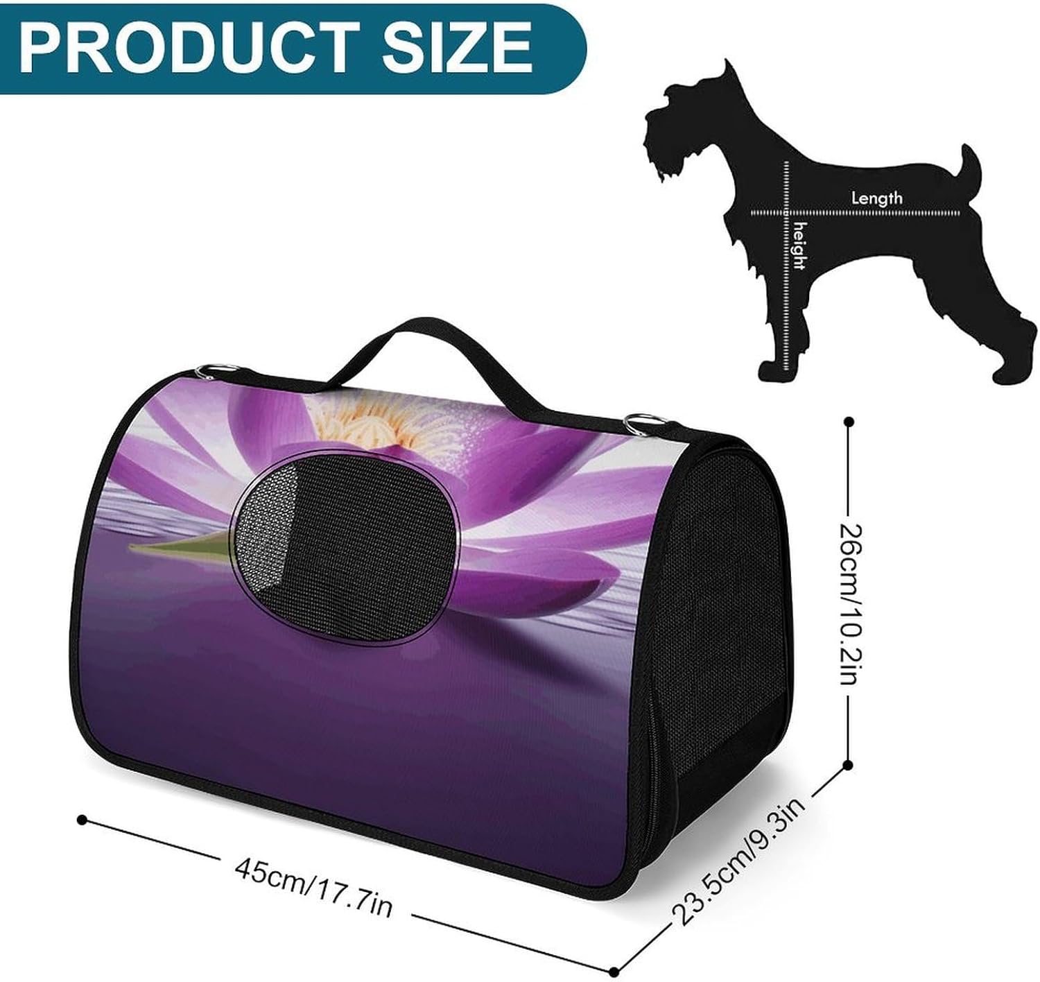 Pet Handbags, Lotus Flower Purple Printed Pet Handbags,folding Pet Bags,new Pet Handbags,universal Pet Handbags, 45X26X23.5cm
