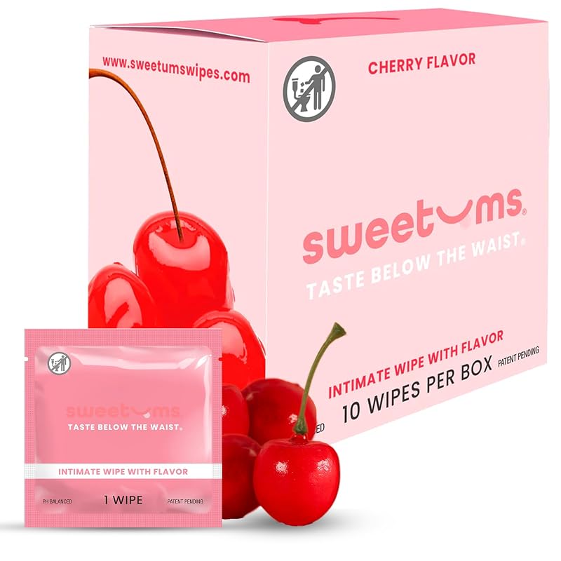 Lenços umedecidos Sweetums com fragrância de cereja, pH balanceado, pacote com 10