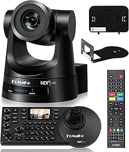 FoMaKo NDI PTZ Camera,NDI 6 & NDI HX3 Certified, AI Auto-Tracking Gen 3, 30X Optical Zoom, for Church Worship, NDI PTZ Controller, (NDI PTZ Bundle KN30A+KC608 Pro) BN301,Black Color asin的图片