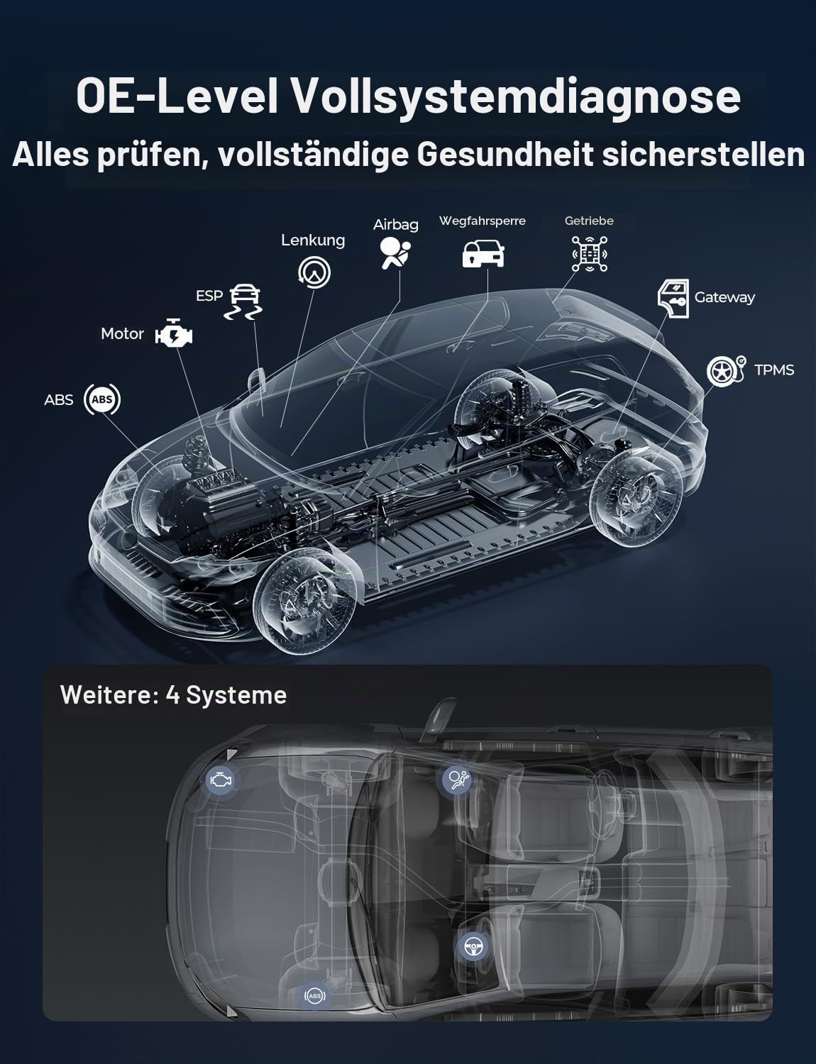 TOPDON Topscan OBD2 Diagnosegerät, Bluetooth OBDII Diagnosewerkzeug für All System, KI-Assistent, Bidirektionale Kontrolle/Aktive Test, für iPhone & Android All Systeme 1 Jahr Gratis
