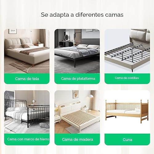 Miniatura 6 de Riel plegable para cama de bebé con sistema de seguridad de anclaje reforzado, tamaño matrimonial, Queen, King, individual (gris, 71 x 23.6 pulgadas)