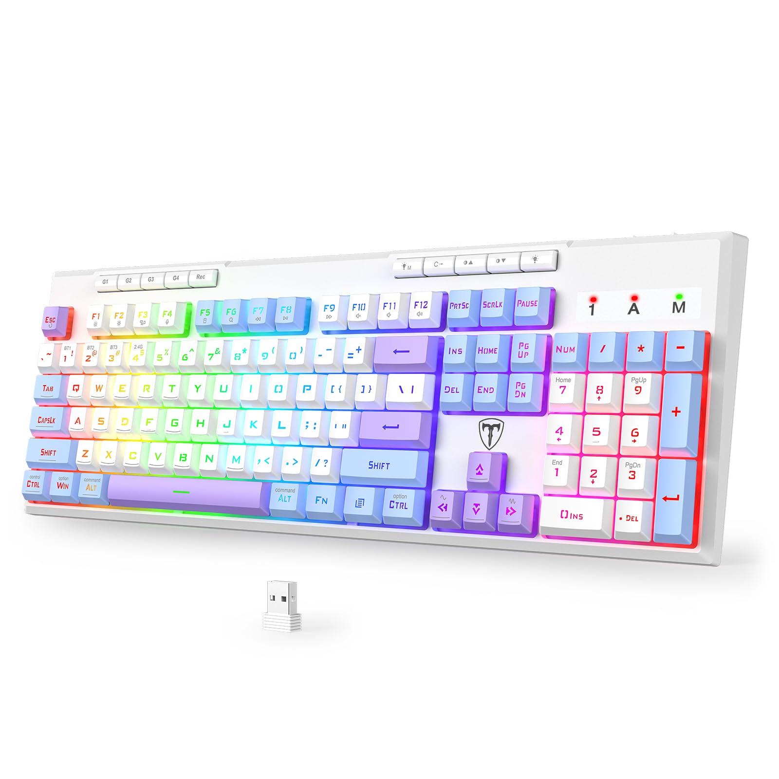 RisoPhy Wireless Gaming Keyboard, Tri-Mode BT5.0/2.4GHz/USB-C, RGB Light up Backlit Keyboards, Customizable Macro Keys, 26 Anti-ghosting Keys, 4000mAh