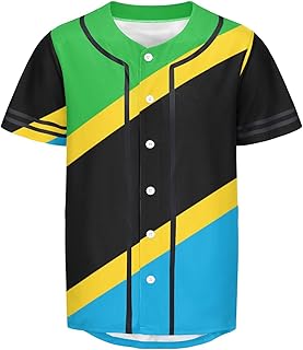 Vnurnrn Tanzania Flag Mens Baseball Button Down Jersey Hipster Hip Hop T Shirts