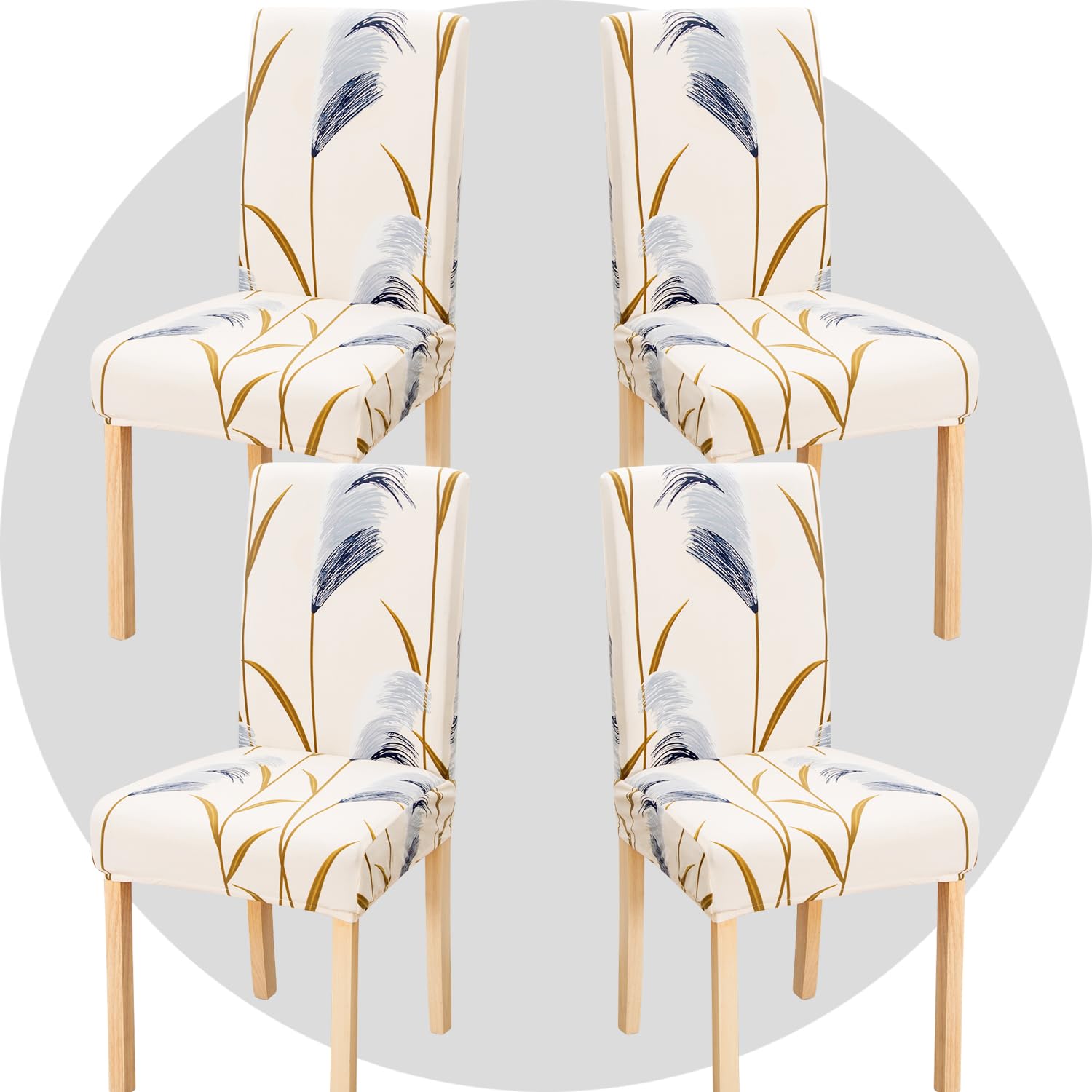 TOMMO Dining Room Chair Covers Set of 4, Stretch Removable Washable Spandex Dining Chair Slipcovers Protectors