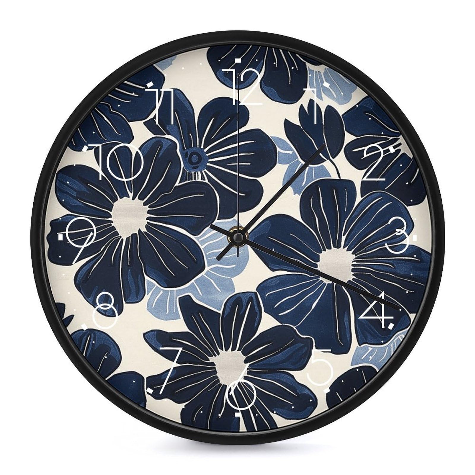 Horloge murale moderne à fleurs pour salon et salle de séjour chaleureuse