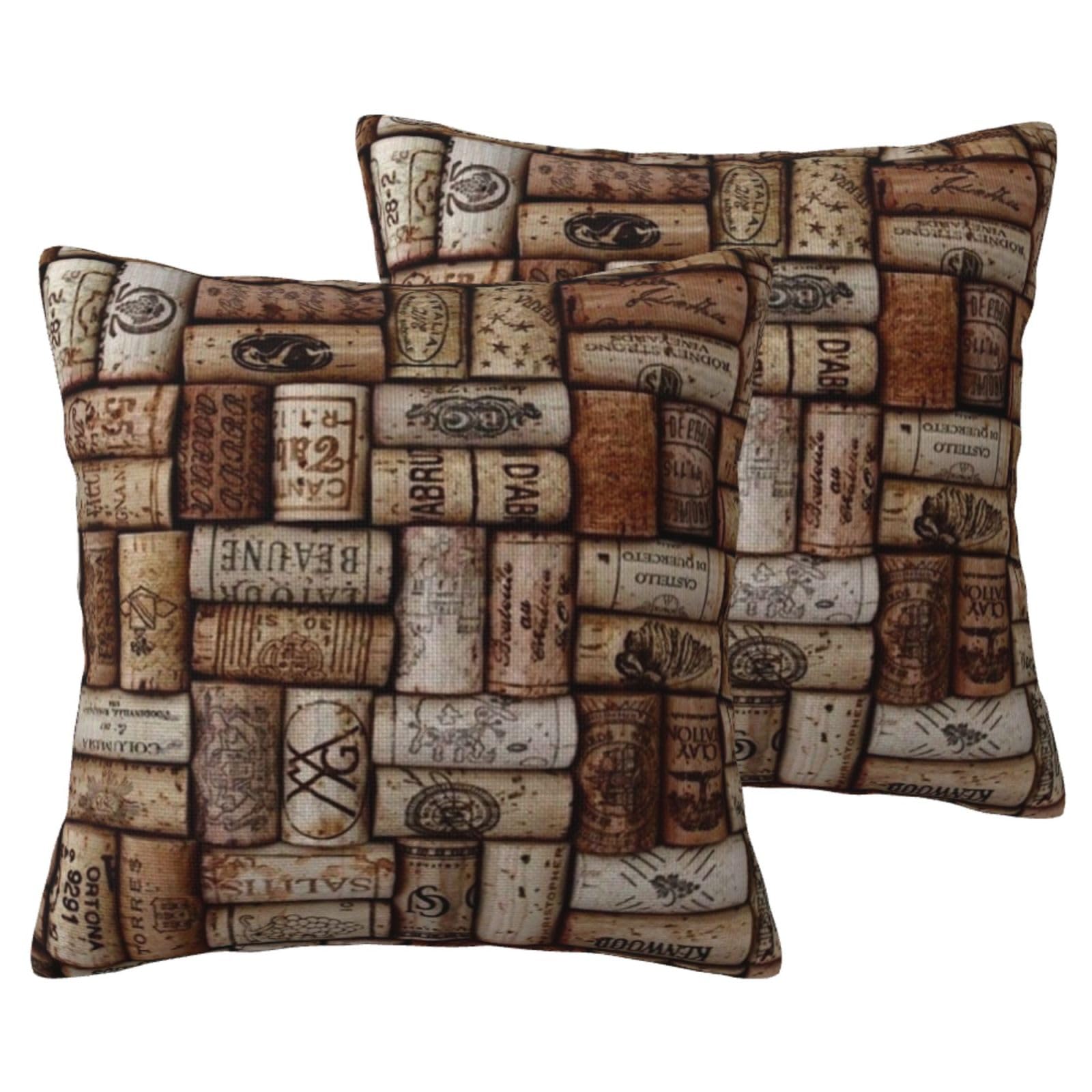 Housse de coussin imitation lin imprimé liège lot de 2 pour salon