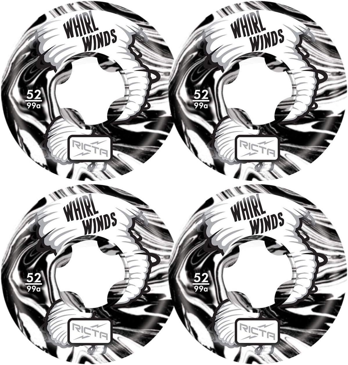 Ricta Skateboard Wheels 52mm Whirlwinds 99A Black/White Swirl
