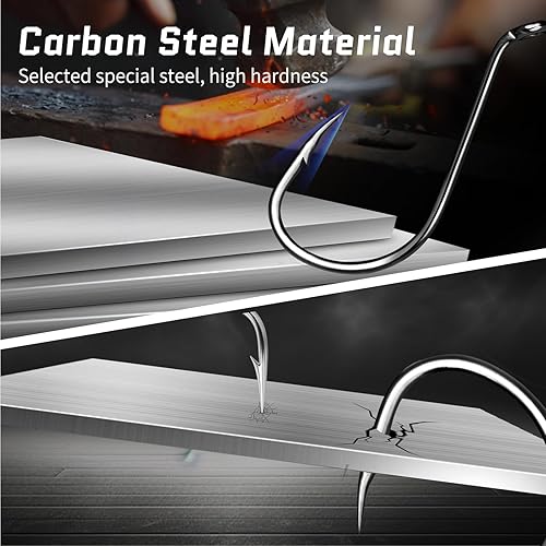 Miniatura 3 de FishTrip Ganchos de pulpo para pesca de agua salada, 100 unidades, 50 anzuelos de pico compensadoojo cerradobardonegro para aparejos de pesca Bass