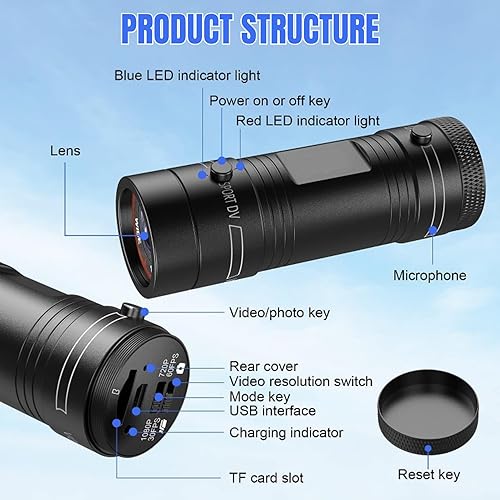 Miniatura 8 de Yunseity Cámara de acción, videocámara deportiva gran angular 1080P 120 con función de video y foto, videocámara de cámara de acción con soporte,