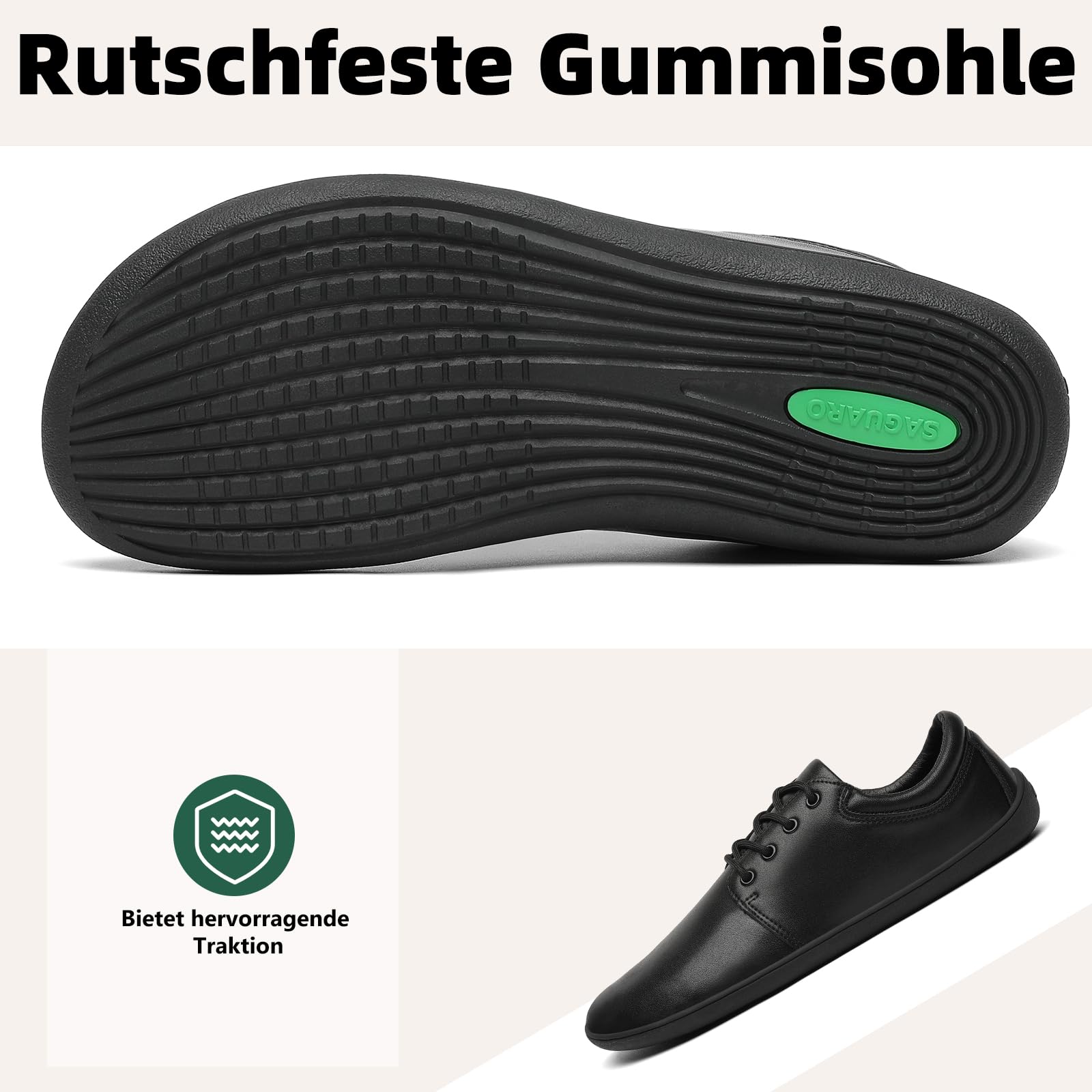 SAGUARO Herren Barfußschuhe Leicht rutschfest Minimalschuhe mit Breiter Zehenbox und Zero-Drop Solhe - Noble II, Gr.36-48